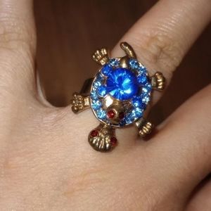 Bejeweled Gold Turtle Stacker Fidget Spinner Ring
